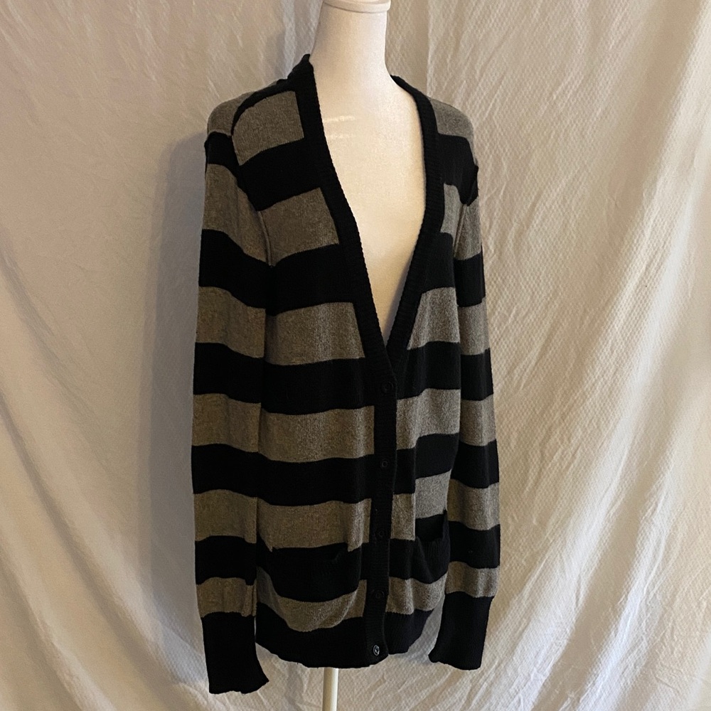 Victoria's Secret navy Gray Sweater cardigan cotton rabbit long line vintage L